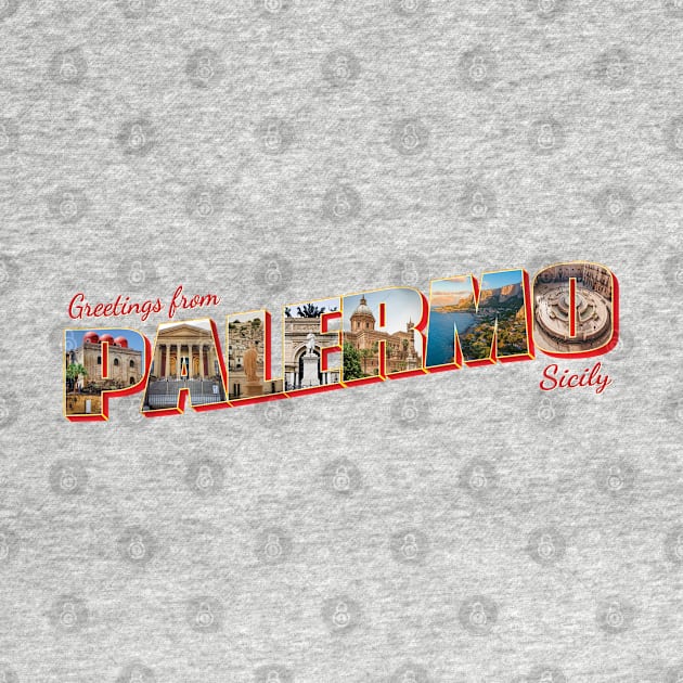 Greetings from Palermo in Sicily Italy Vintage style retro souvenir by DesignerPropo